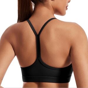Sports Bra Womens MEDIUM Padded Y Back Racerback Athletic Yoga Bralette BLACK
